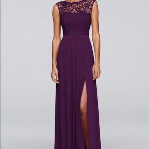 Davids Bridal Dress with Lace Bodice F19328 Plum